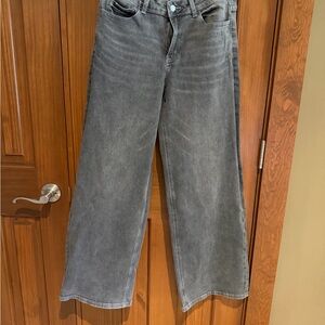 High-Rise Wide Leg Jeans — Washed Gray